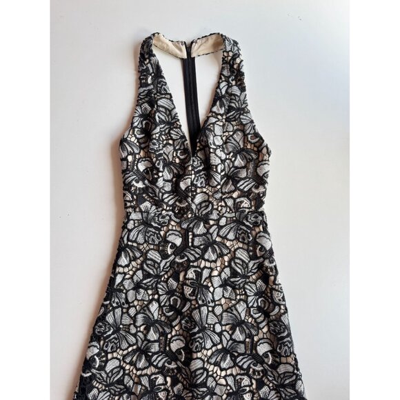 ALICE + OLIVIA Noreen Butterfly Guipere Lace V-Neck Halter Midi Dress, Size 0 - Picture 3 of 10